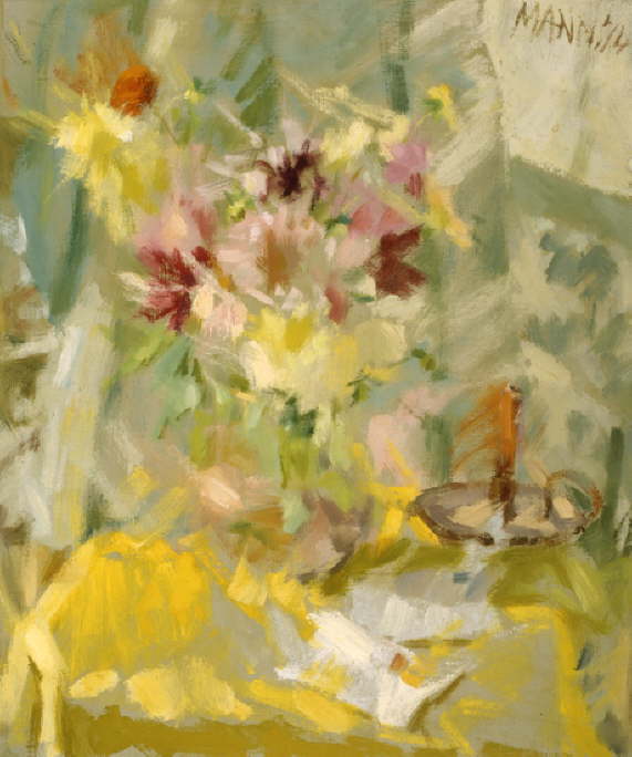 Sunlit Flowers with Candle 1974 