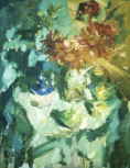 Red Dahlias and Green Apples, 1964