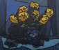 Yellow Dahlias in Blue Vase, oil c1952